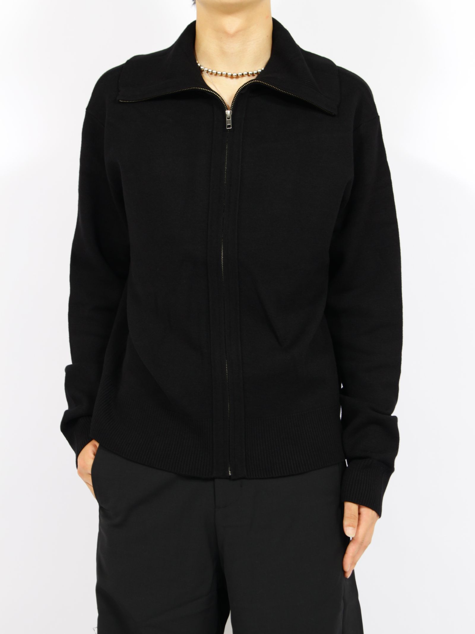 ニット ジップアップ ジャケット / KNIT ZIP UP JACKET / ブラック