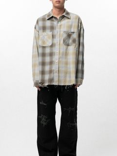 【26SS】リペアド クレイジー チェック シャツ / REPAIRED CRZY CHECK SHIRT / ベージュ