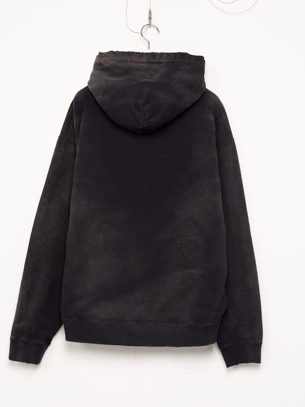 【24AW】エンブロイダリー ブリーチド フーディー / EMBROIDERY BREACHED HOODIE / ブラック