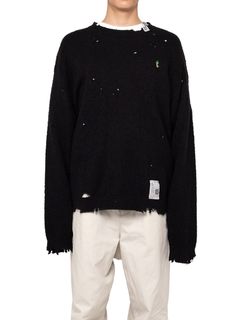 【24AW】ディストレスド プルオーバー ニット / DISTRESSED KNIT PO / ブラック