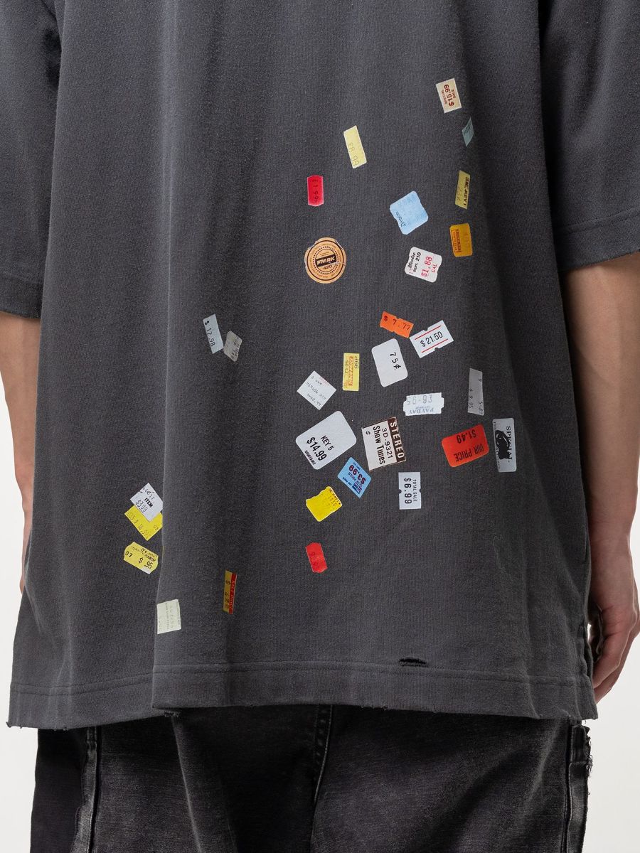【26AW】 プライス ステッカー Tシャツ 半袖 ダメージ加工 / PRICE STICKER TEE / ブラック