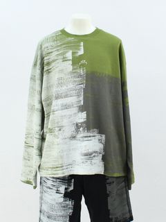 ペイント ロゴ 長袖Tシャツ / MOD LUX PAINTED LS T-SHIRTS / ミリタリーグリーン × ホワイト