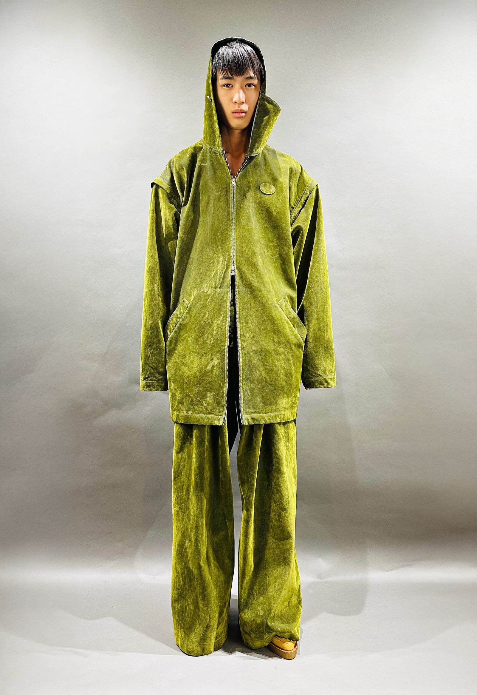 【25AW】フロッキー加工 カバード デニム フーディー コート / COVERED DENIM HOODIE - Coat / イエロー