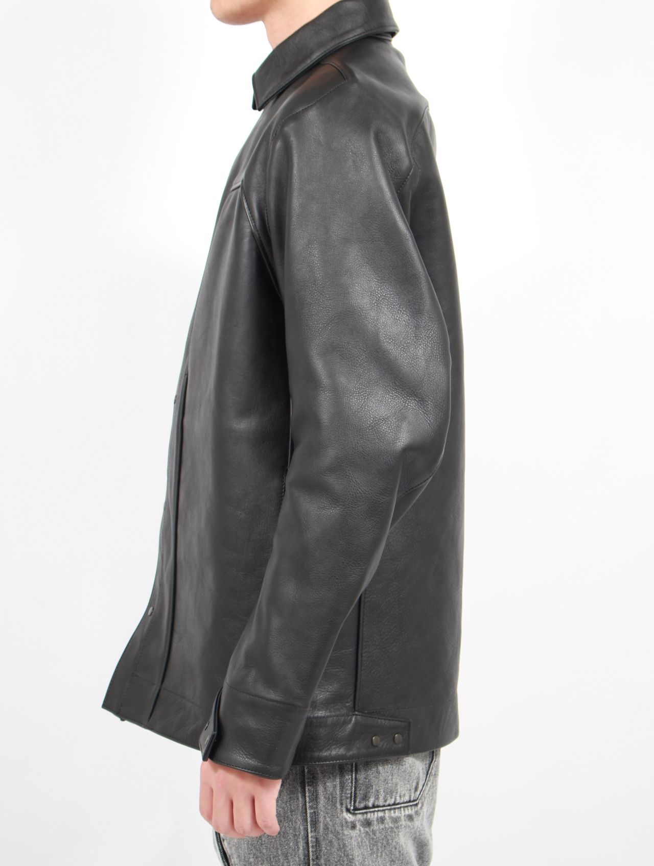 【25SS】6ポケット パネル レザー ワークジャケット / 6 POCKET PANEL LEATHER WORK JKT / ブラック