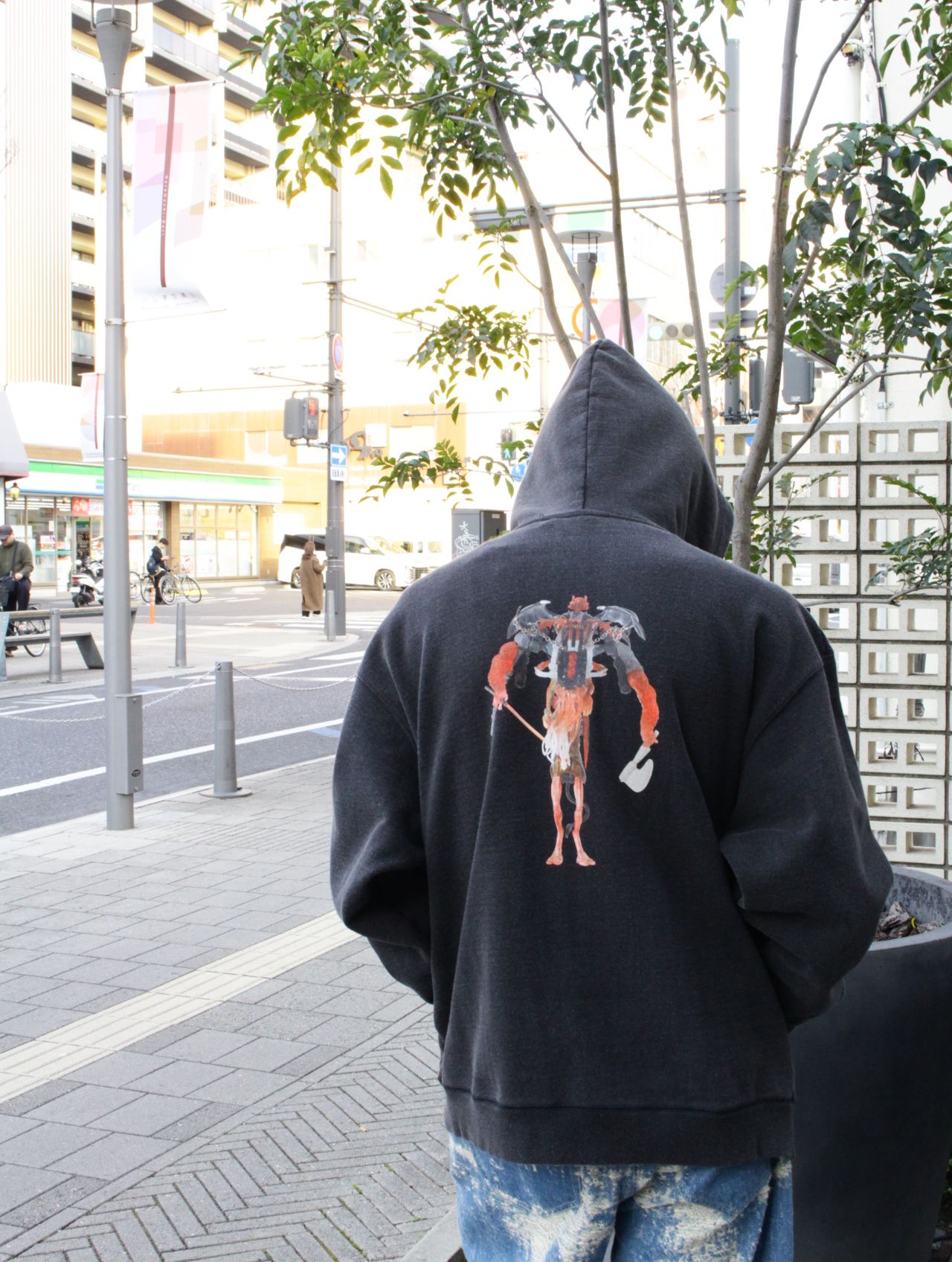【25AW】佃弘樹 Heartwork Mixed media グラフィック フーディー パーカー / Hiroki Tsukuda ART ROBO GRAPHIC HOODIE / ブラック