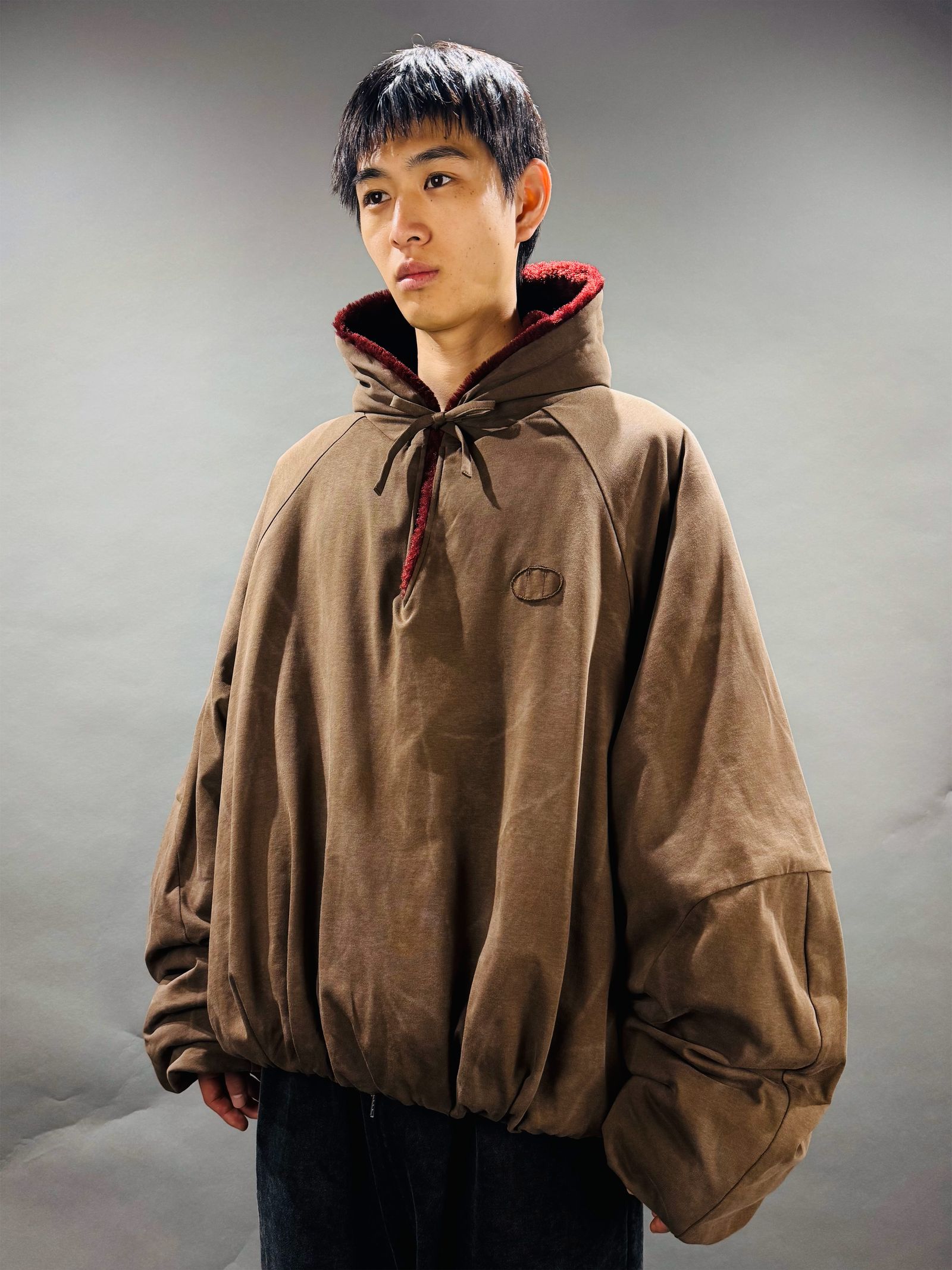 【25AW】リバーシブル フーディー パーカー / REVERSIBLE HOODIE / ブラウン×ワイン