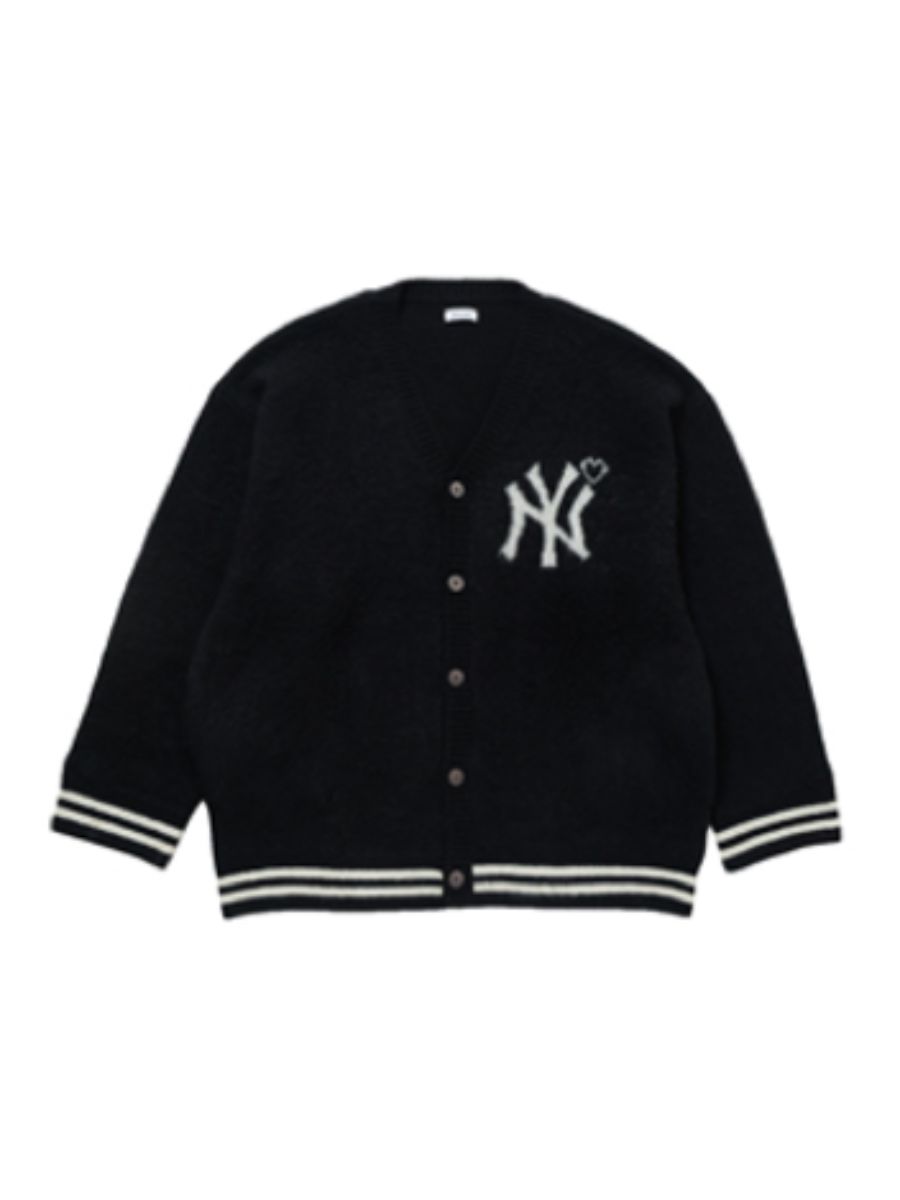 【26AW】ヤンキース ロゴ ニット カーディガン / YANKEES LOGO KNIT CARDIGAN / ブラック