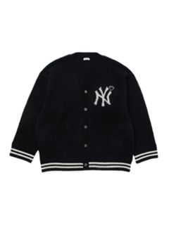 【26AW】ヤンキース ロゴ ニット カーディガン / YANKEES LOGO KNIT CARDIGAN / ブラック
