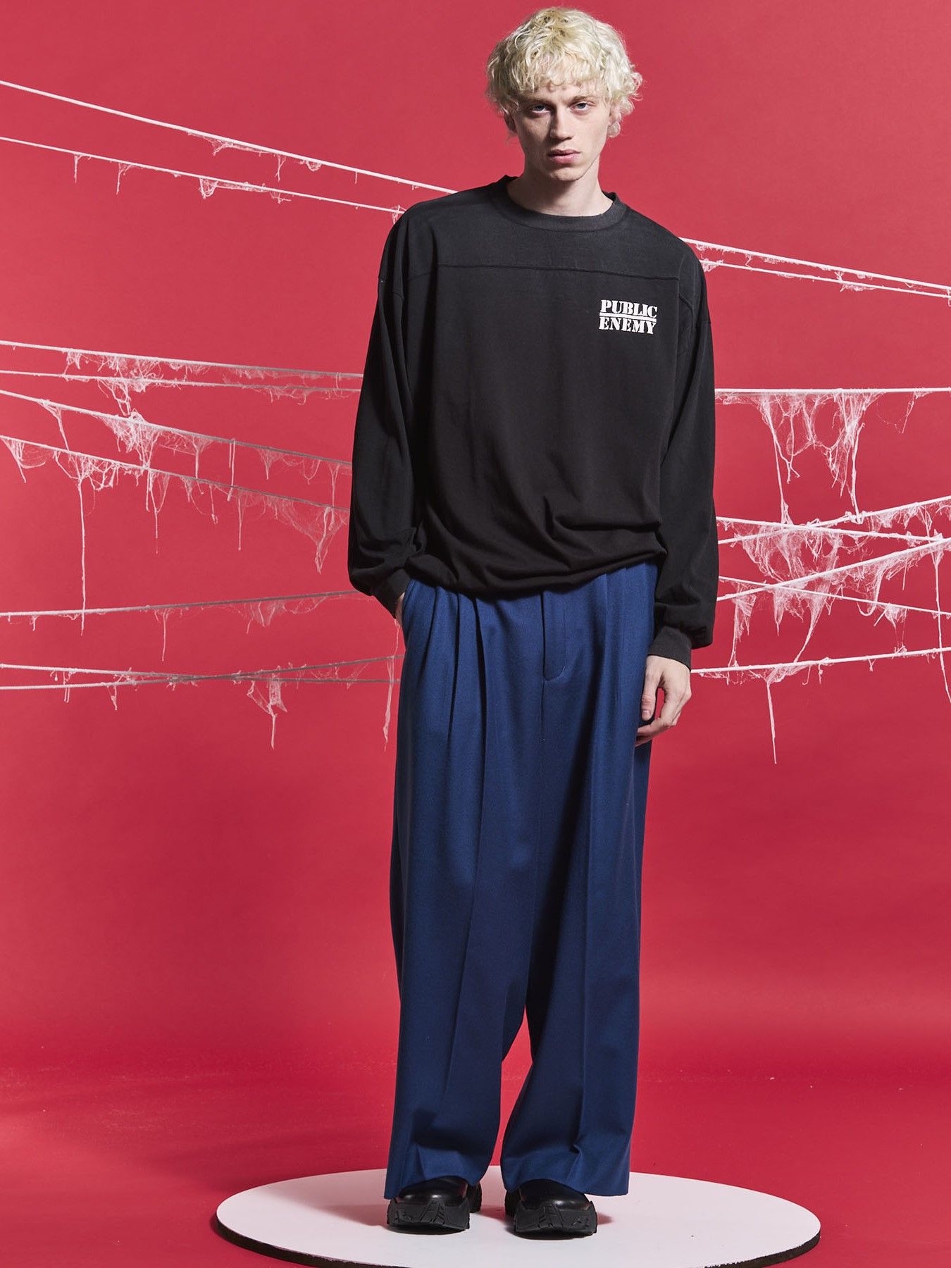 パブリック エネミー オーバーサイズ ロングスリーブ Tシャツ / PUBLIC ENEMY PRIME-OVER L/S T-SHIRT #4 / ブラック