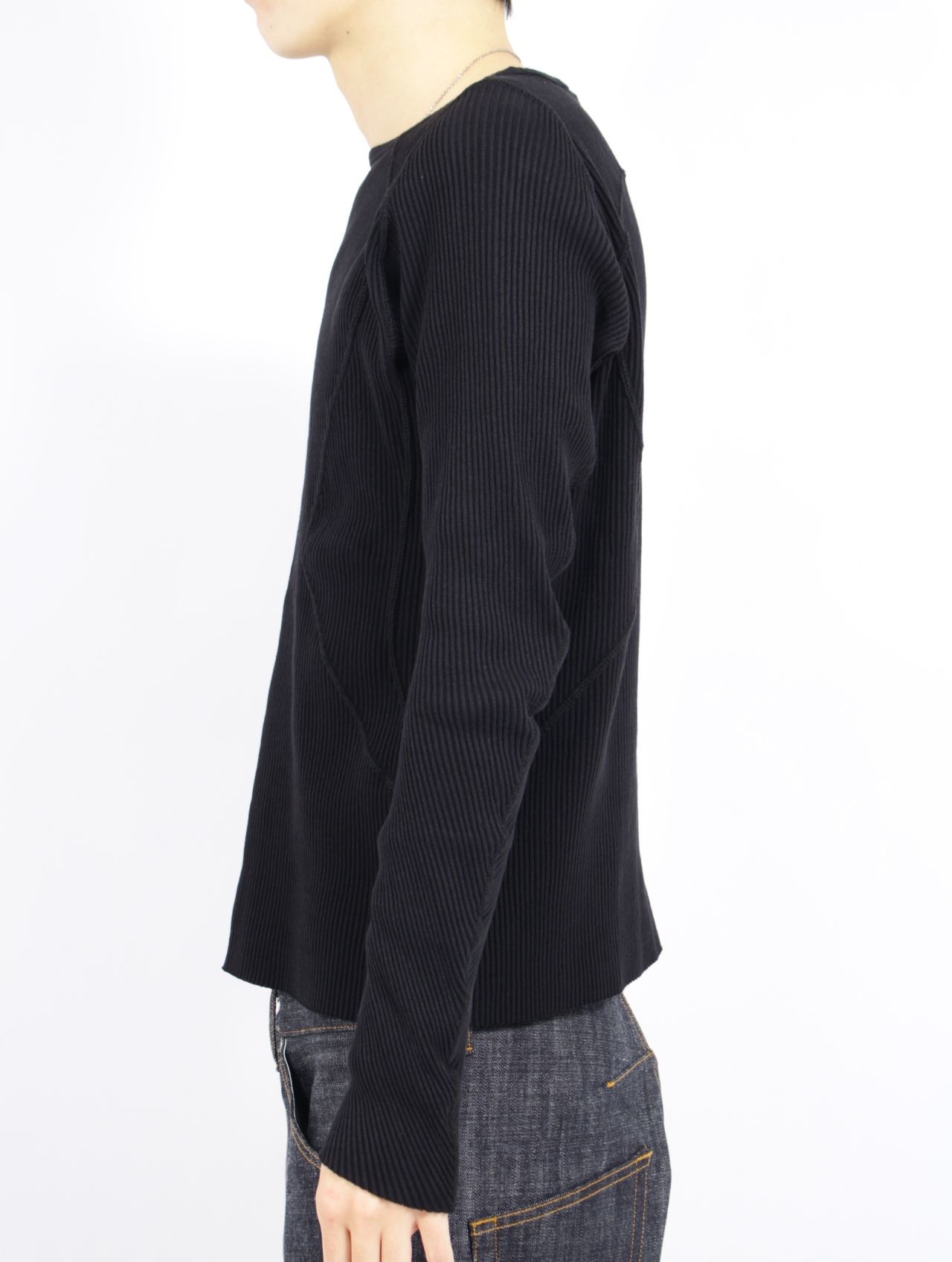【26SS】 パネルド リブ ロングスリーブ 長袖 Tシャツ / PANELLED RIBBED LONG SLEEVE T-SHIRT / BLACK (ブラック)