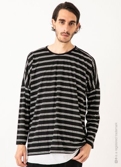 ボーダー切替 長袖 カットソー   DOLMAN L/S BORDER BLACK