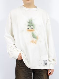 【25SS】「レオン」 グラフィック ロングスリーブ 長袖 Tシャツ / LEON Print Distressed LS T-shirt / ホワイト