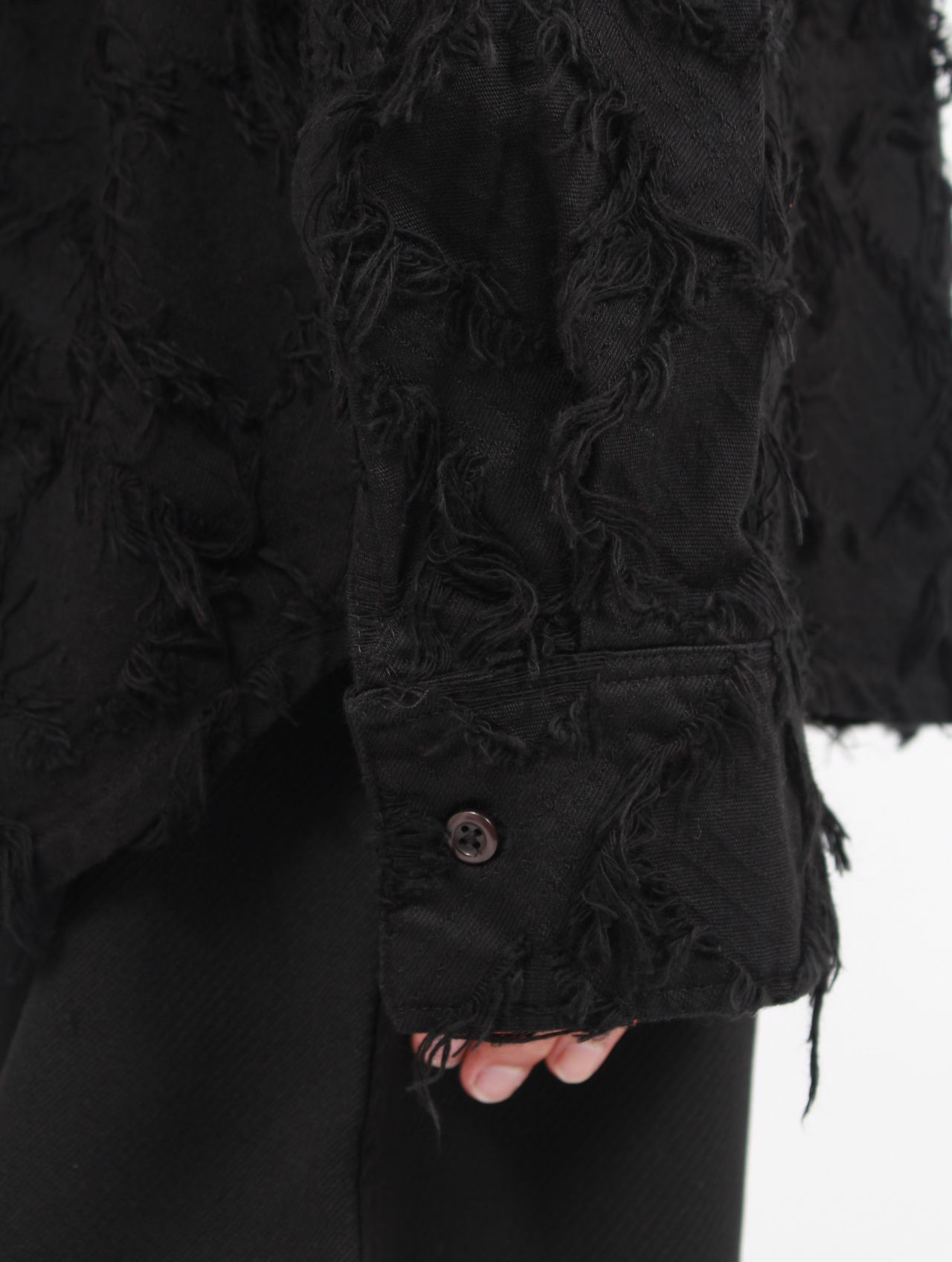 【25AW】ウェス シャツ アーガイルチェック柄 フリンジ 長袖 / WES SHIRT / フリンジブラック
