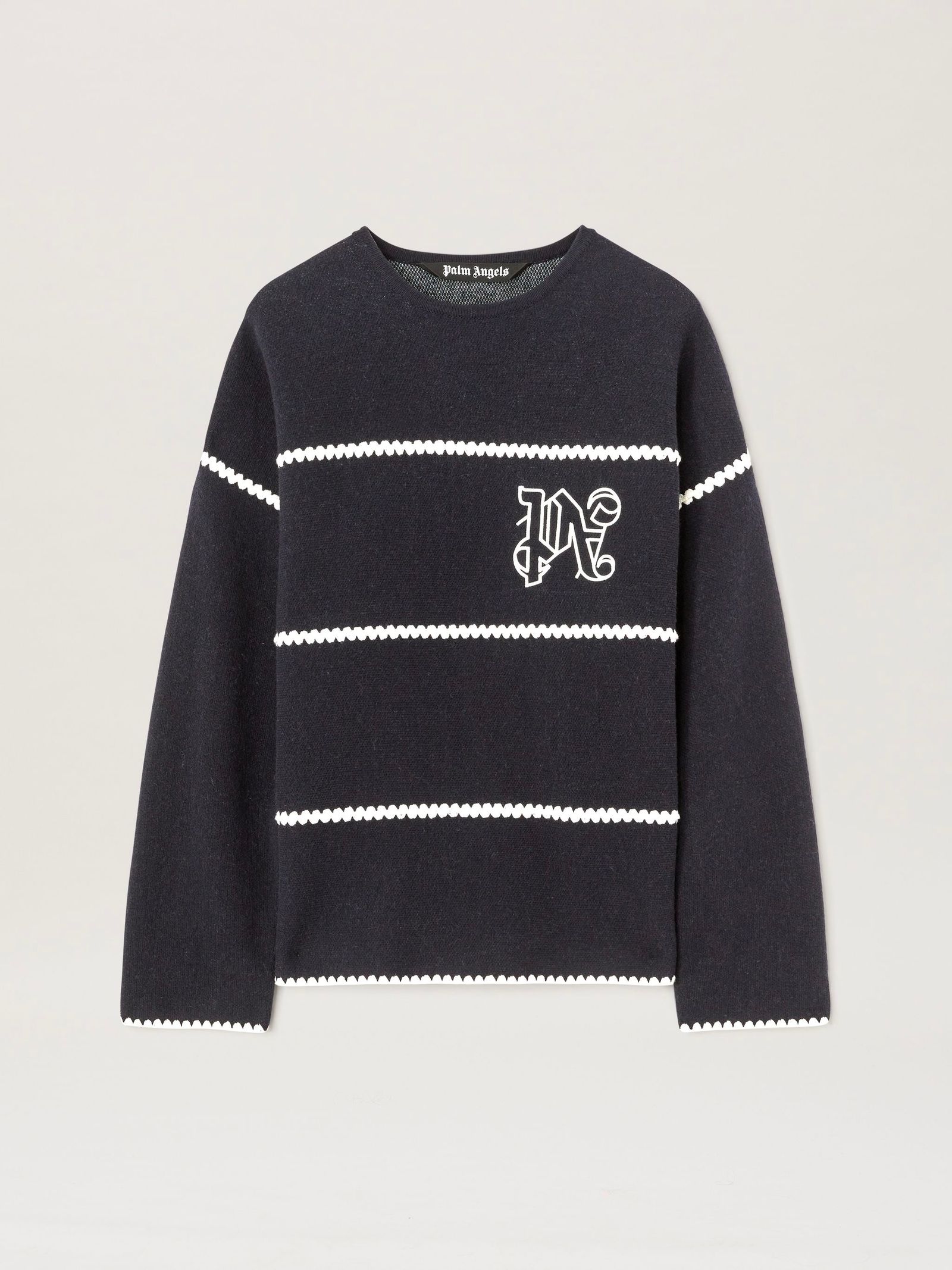 PALM ANGELS - 【23AW】ストライプ PAロゴ セーター / PA MONOGRAM STRIPED SWEATER / ネイビー |  STORY