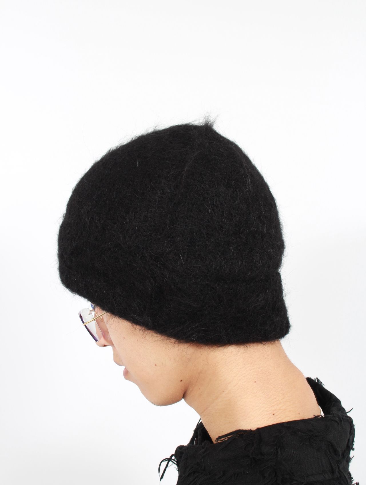 【25AW】 ファジー ビーニー 帽子 アルパカニット / FUZZY BEANIE / ブラック