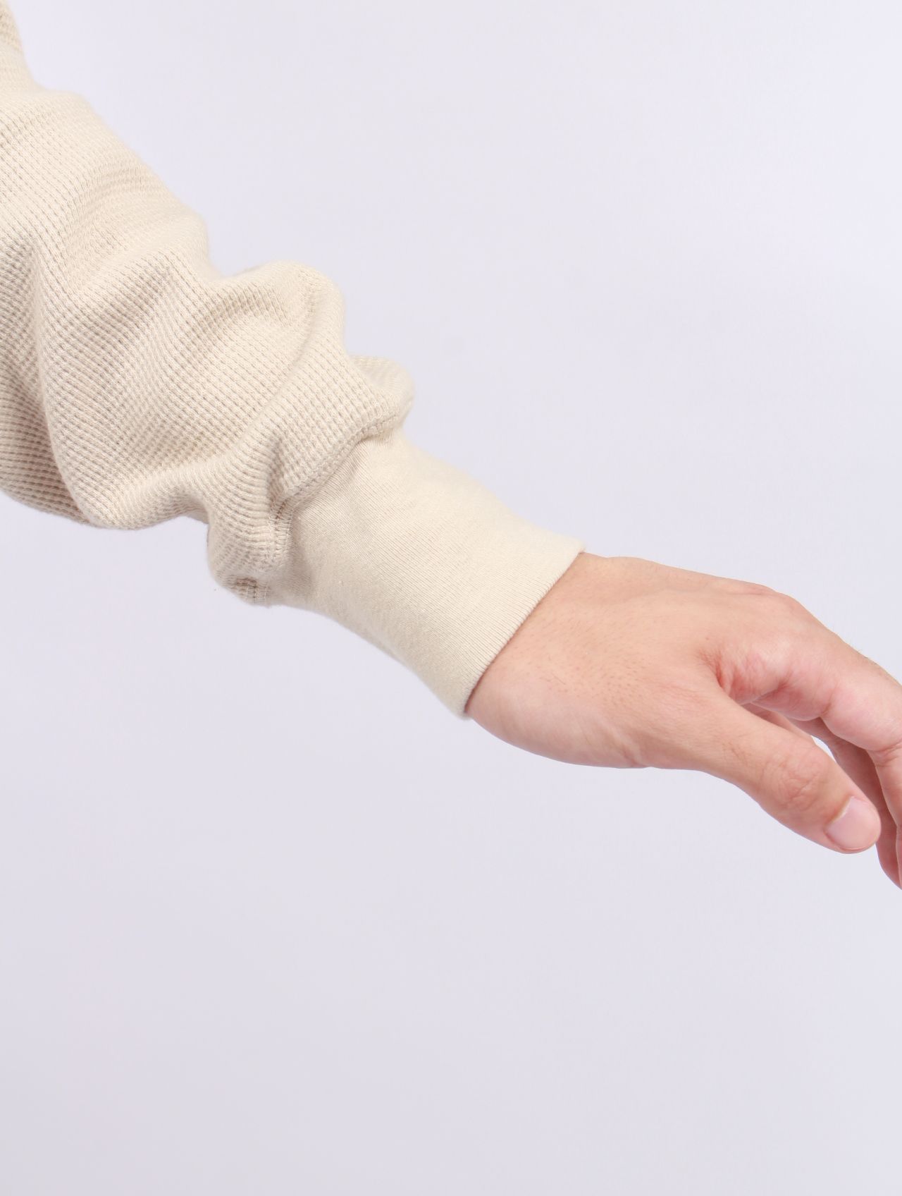 【25AW】ボロ ワッフルニット ヘンリー ロングスリーブ Tシャツ / BORO WAFFLEKNIT HENLEY L/S TEE / ベージュ