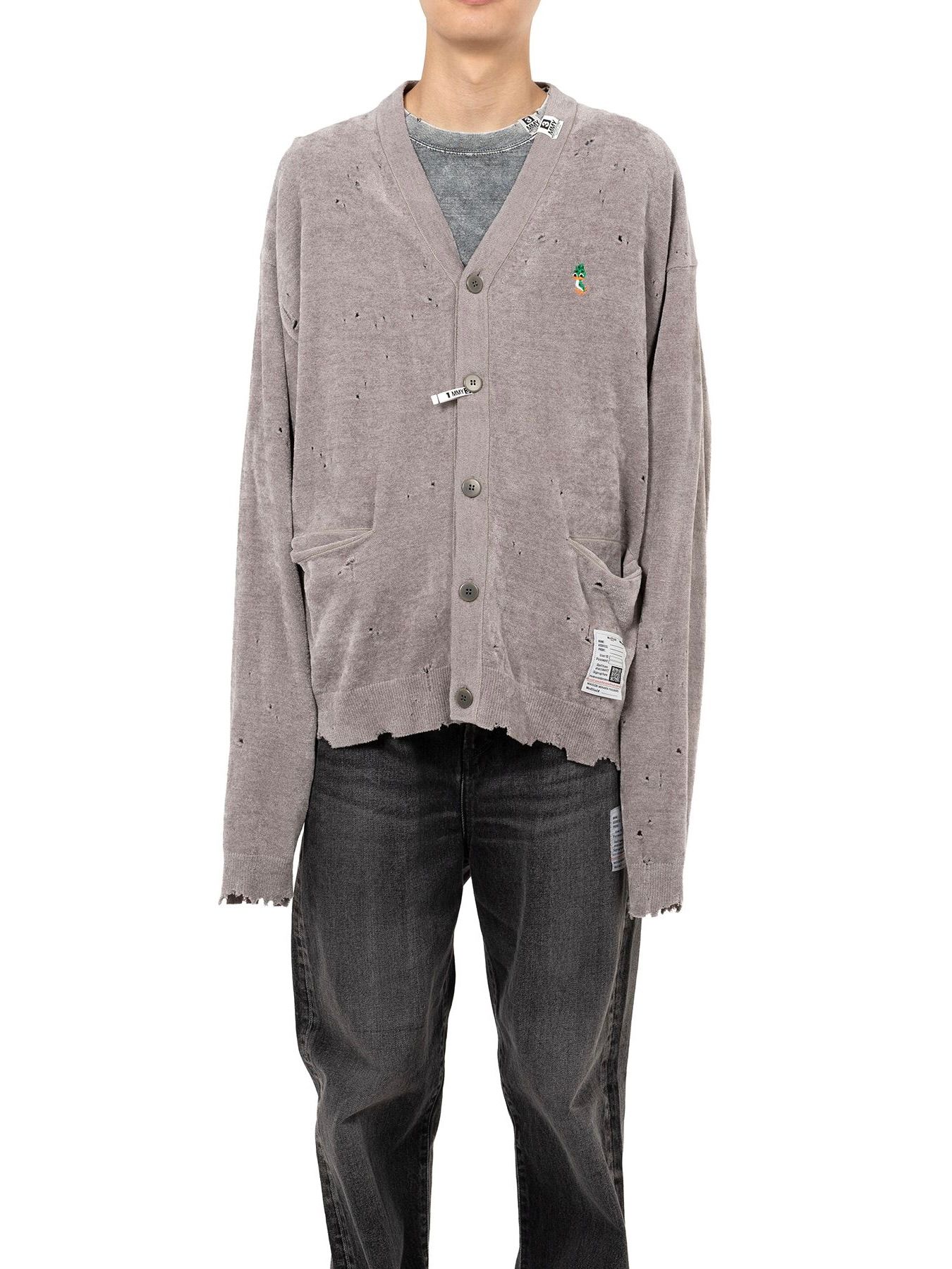 【25AW】ディストレスド ニット カーディガン / DISTRESSED KNIT CD / グレー