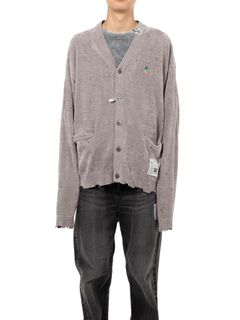 【25AW】ディストレスド ニット カーディガン / DISTRESSED KNIT CD / グレー