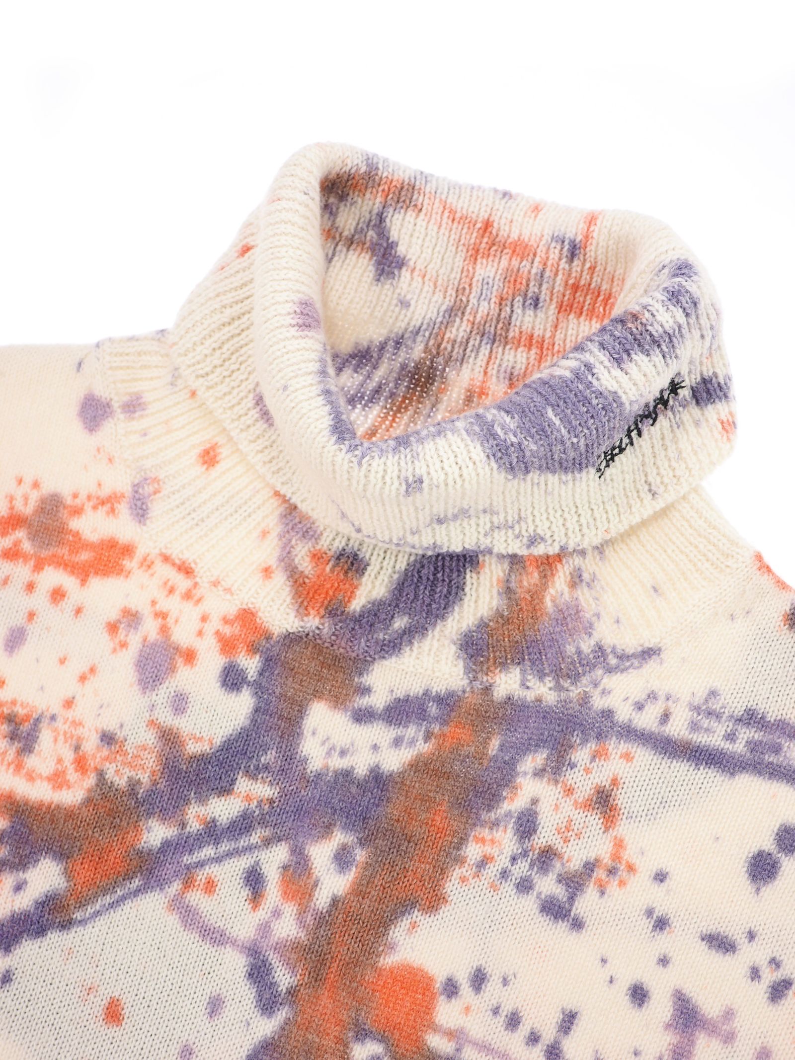 【20AW】ペイント タートルネック ニット / HANDMADE  PAINTED  TURTLENECK / オフホワイト × マルチ