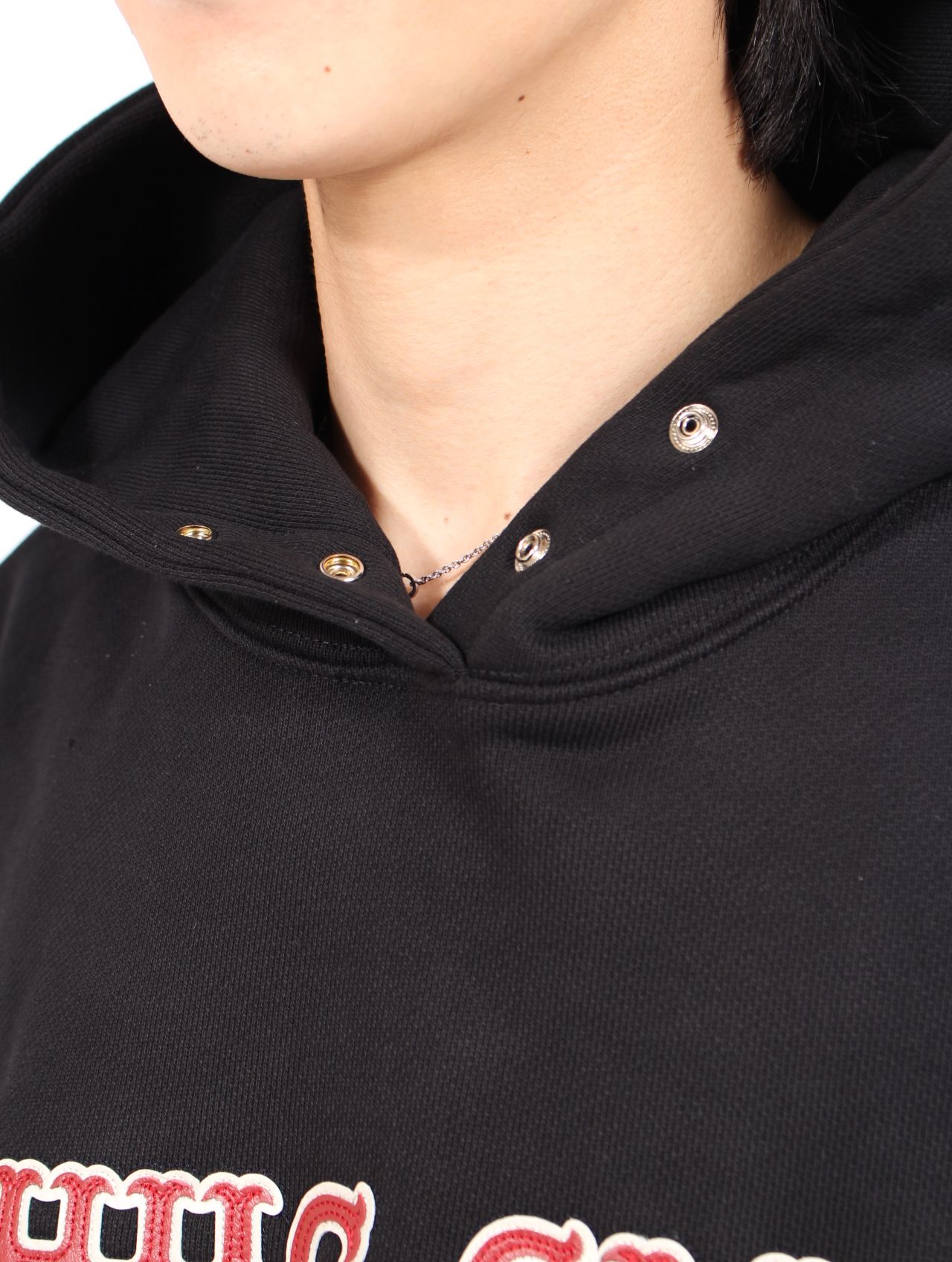【25AW】レザー フレーム パーカー / LEATHR FLAME HOODIE / ブラック
