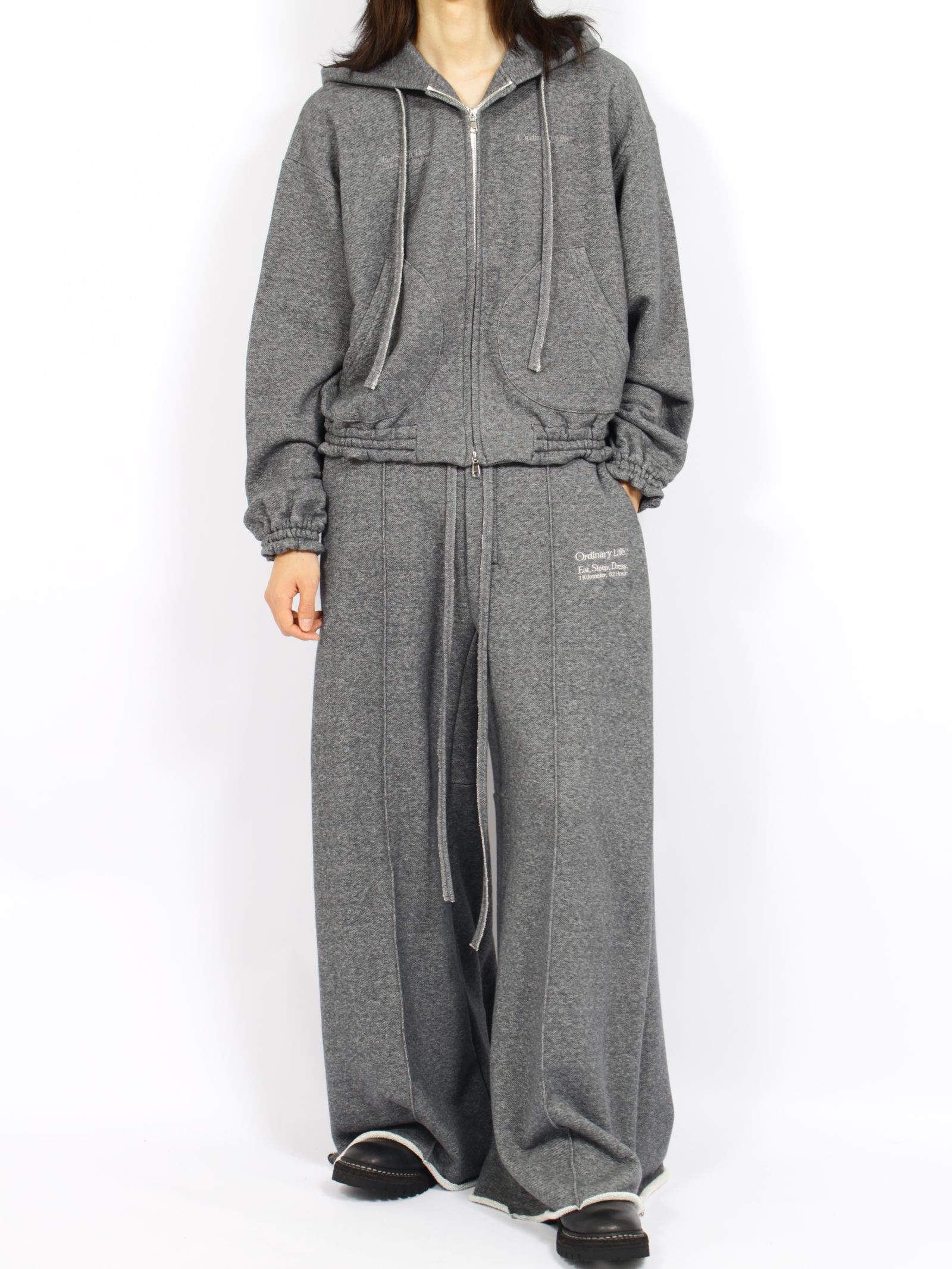 【定番】オーディナリー ホーム オールド スタイル ジップ フーディ / ORDINARY HOME OLD STYLE ZIP HOODIE / チャコール