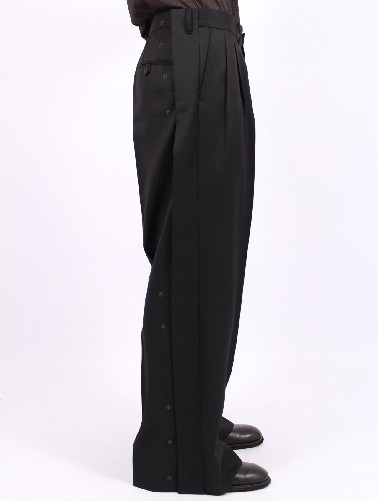 【25AW】タトゥー アジャスター ワイド パンツ / "TATTOO" ADJUSTER WIDE SLACKS / ブラック