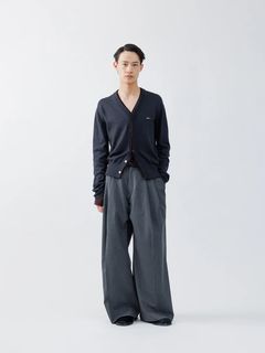 【26AW】 ストライプ ウール スリータック バギー トラウザーズ / STRIPE WOOL 3TUCK BAGGY TROUSERS .16 / グレー
