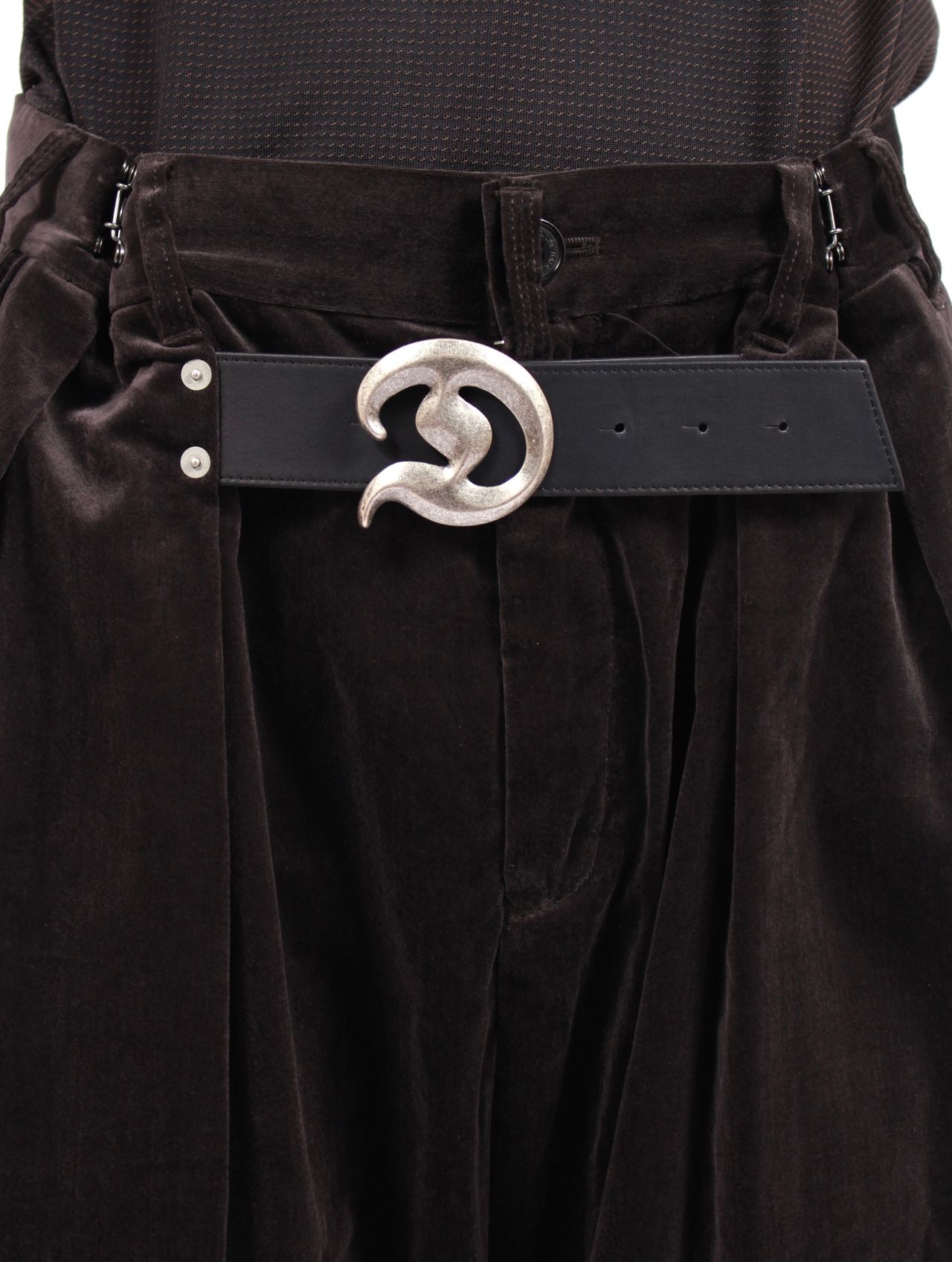 【25AW】"D"バックル スーパー ワイド ベロア パンツ / "D" BUCKLE SUPER WIDE VELOR PANTS / ブラック