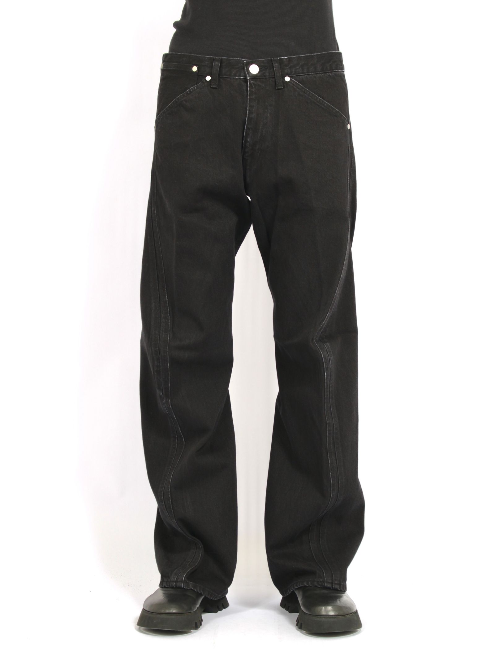 3D ツイステッド ジーンズ デニム パンツ / 3D TWISTED JEANS / FADED BLACK(ブラック)