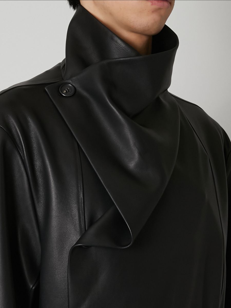 【27SS】アンライニング シープ レザー コート トレンチコート / UNLINED SHEEP LEATHER COAT / ブラック