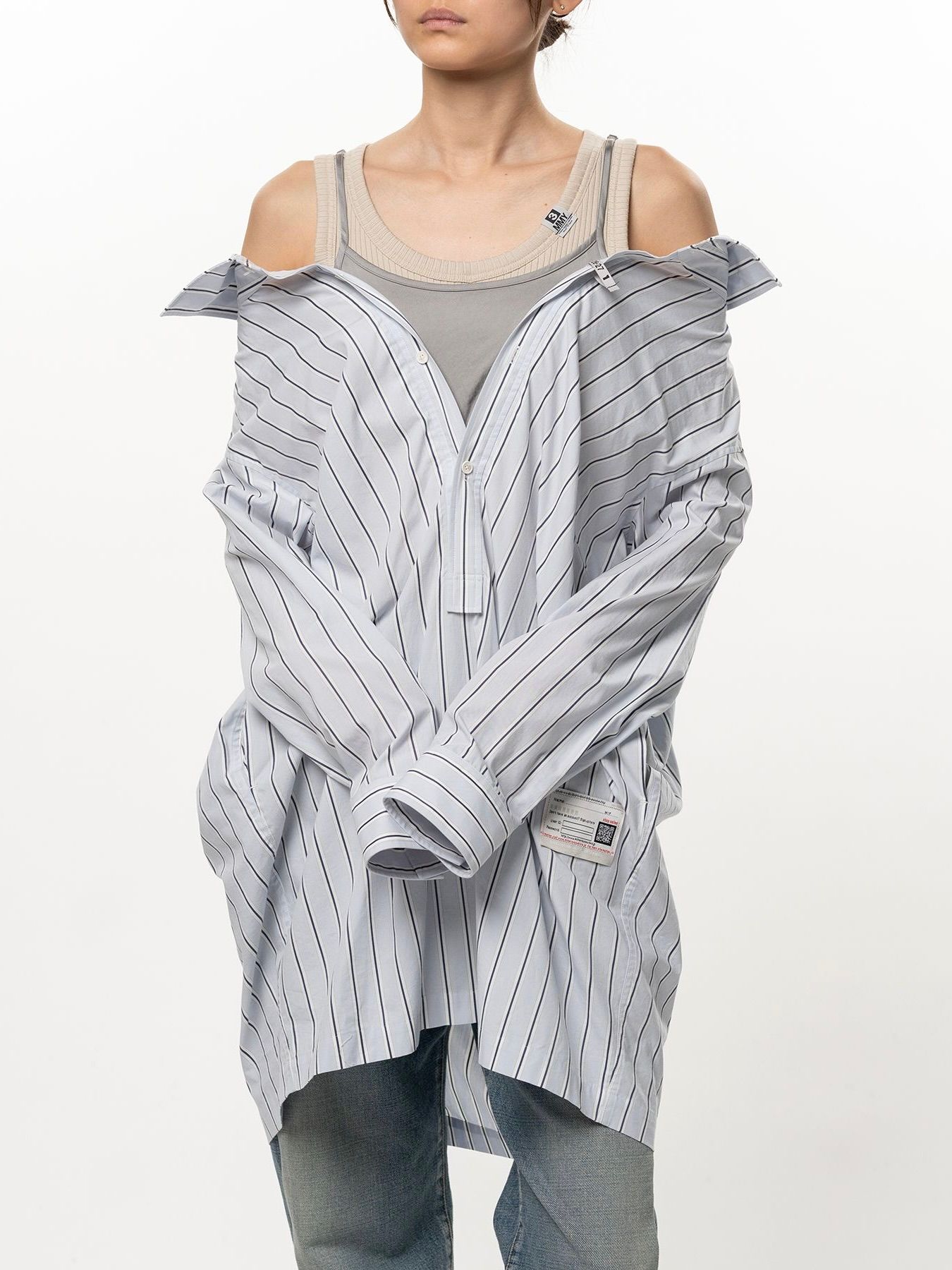 【26AW】レイヤード ストライプ シャツ ドレス / LAYERED STRIPE SHIRTS DRESS / ブルー