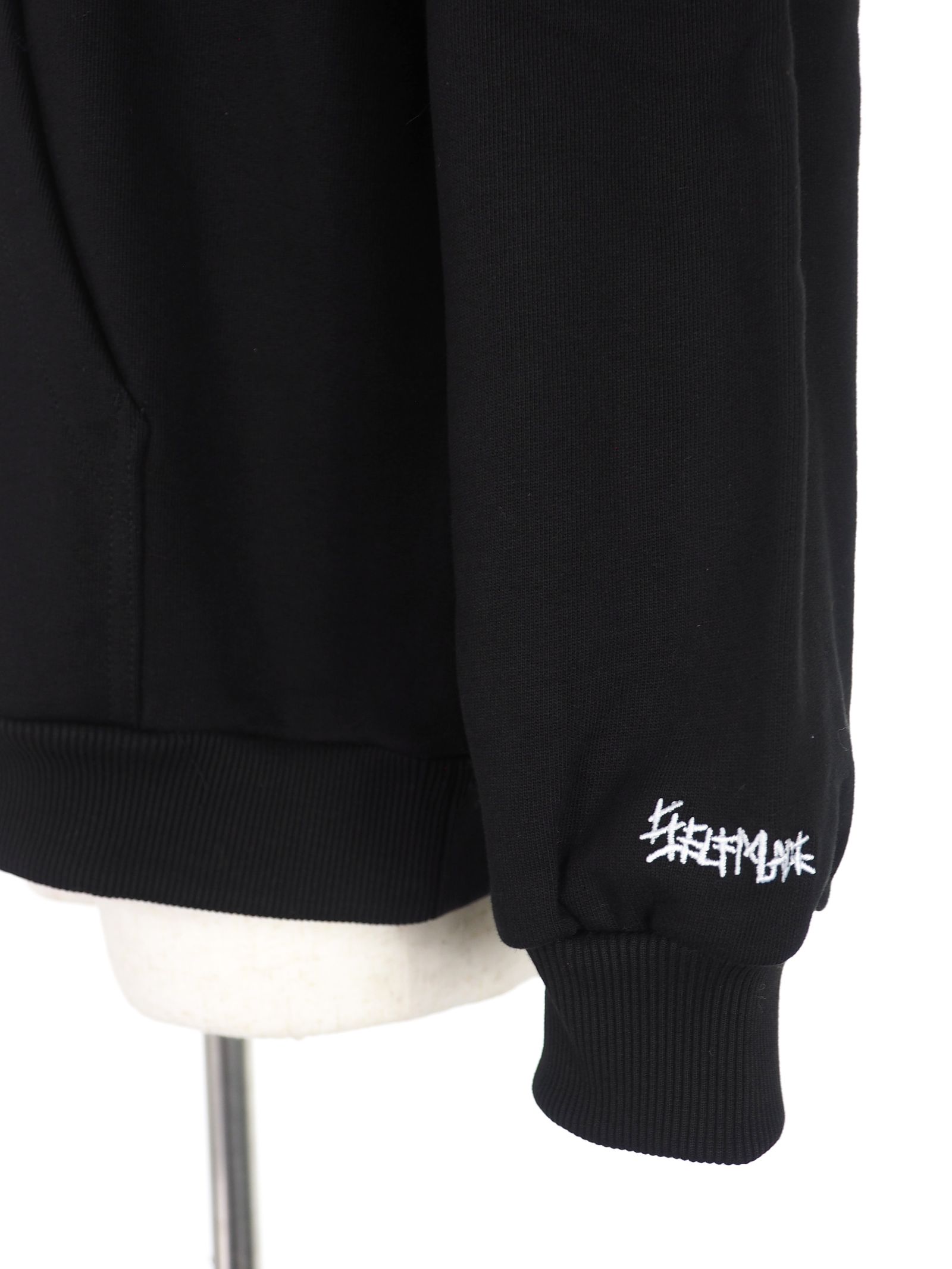 【20AW】刺繍柄 ダメージ加工 パーカー / BLACK  HOODIE  WITH  RIPPED  EMBROIDERY / ブラック × オレンジ