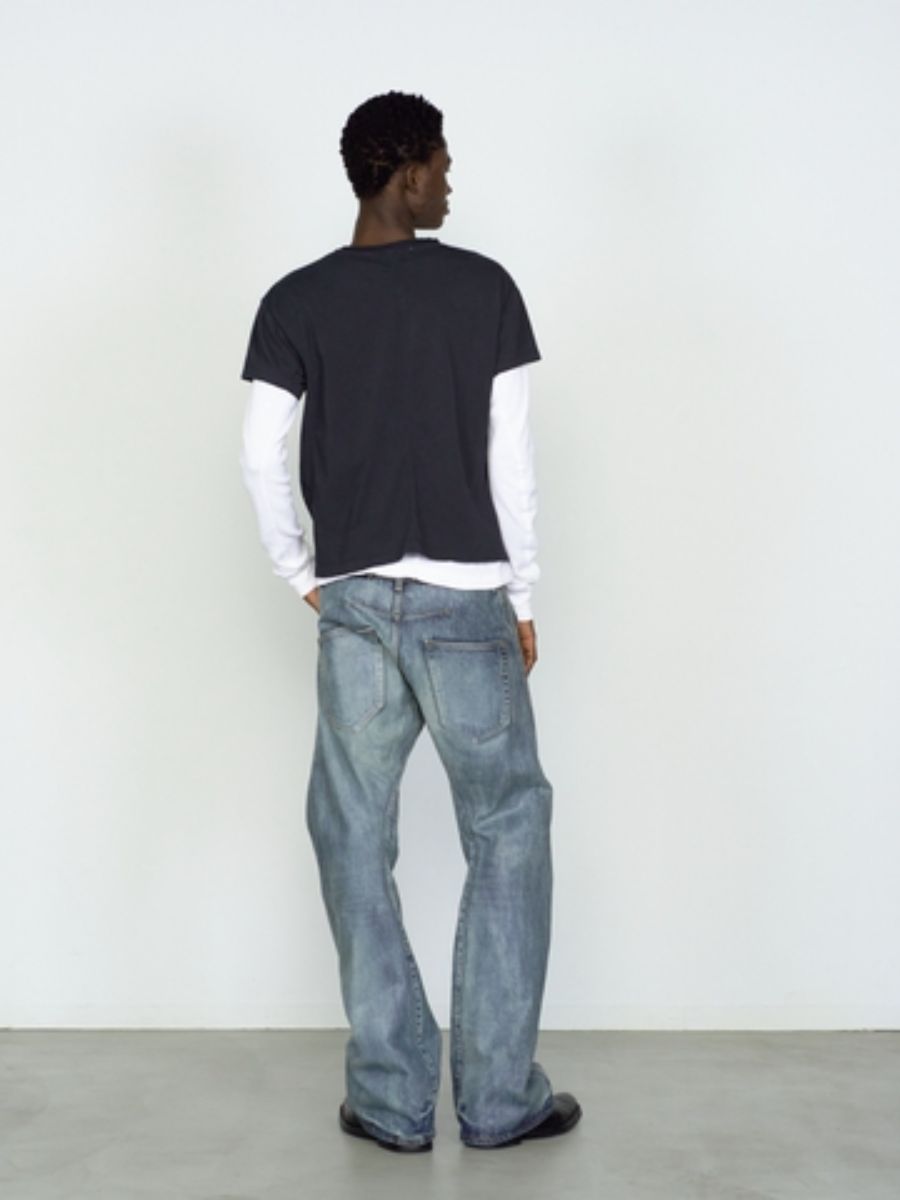 パネルド ハーフ スリーブ Tシャツ 半袖 カットソー / PANNELD HALF SLEEVE T-SHIRT /  INK BLACK (ブラック)