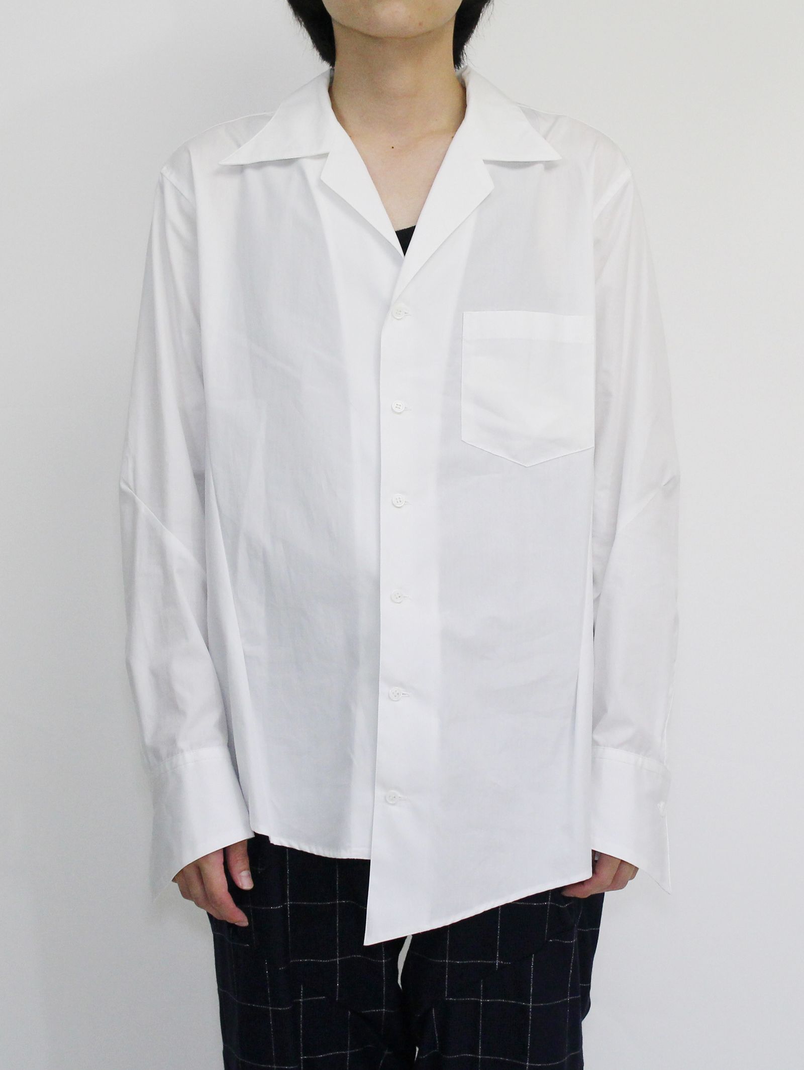 sulvam - オープンカラーシャツ / Broad open collar shirt / ホワイト