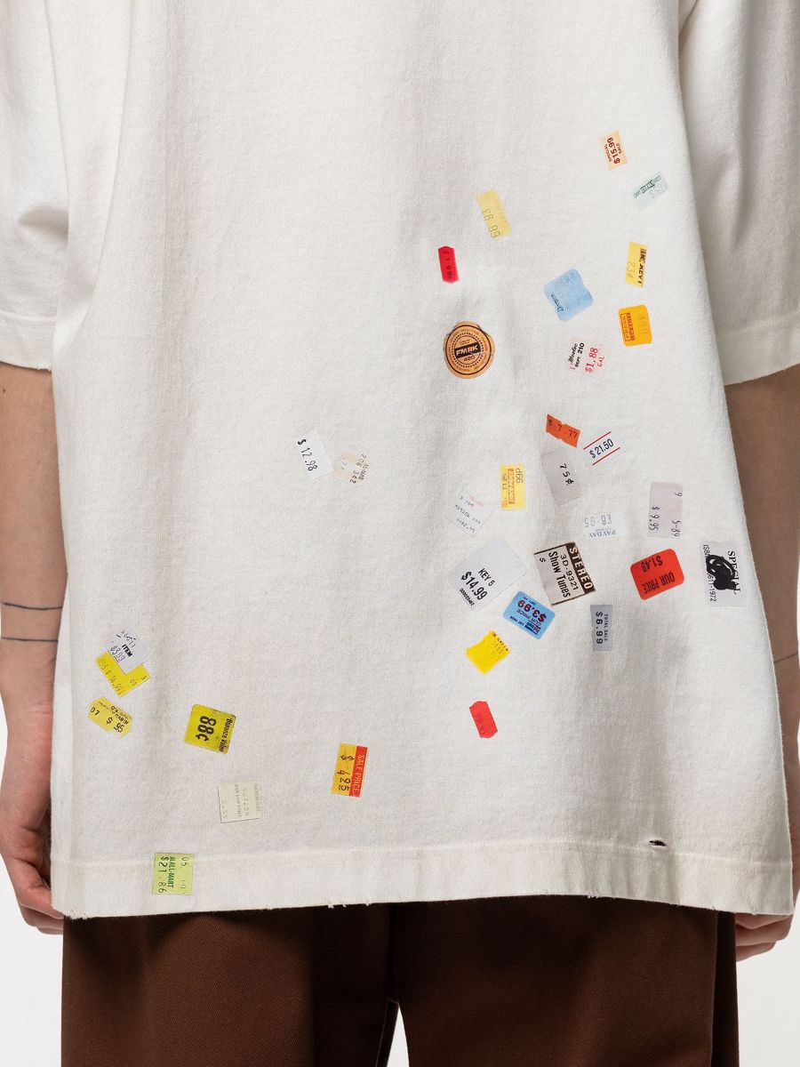 【26AW】 プライス ステッカー Tシャツ 半袖 ダメージ加工 / PRICE STICKER TEE / ホワイト