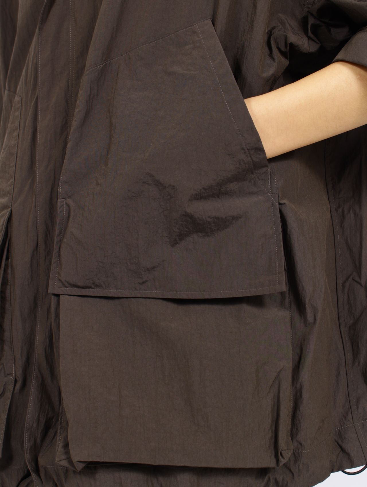 【25SS】ワッシャーナイロン ハーフスリーブ ハンティング シャツ / WASHER NYLON HALF SLEEVE  HUNTING SHIRT / バッファローブラウン
