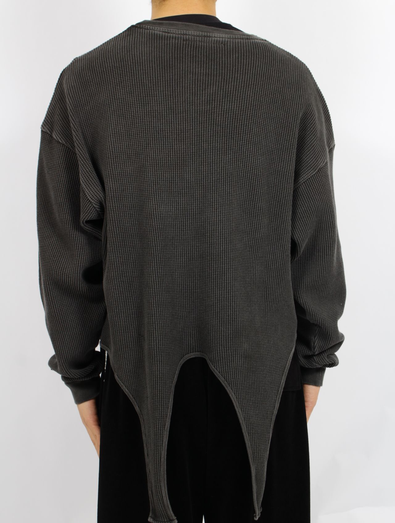 【25SS】ワッフル テール ロングスリーブ トップス / WAFFLE TAIL LONGSLEEVE TOP / ブラック