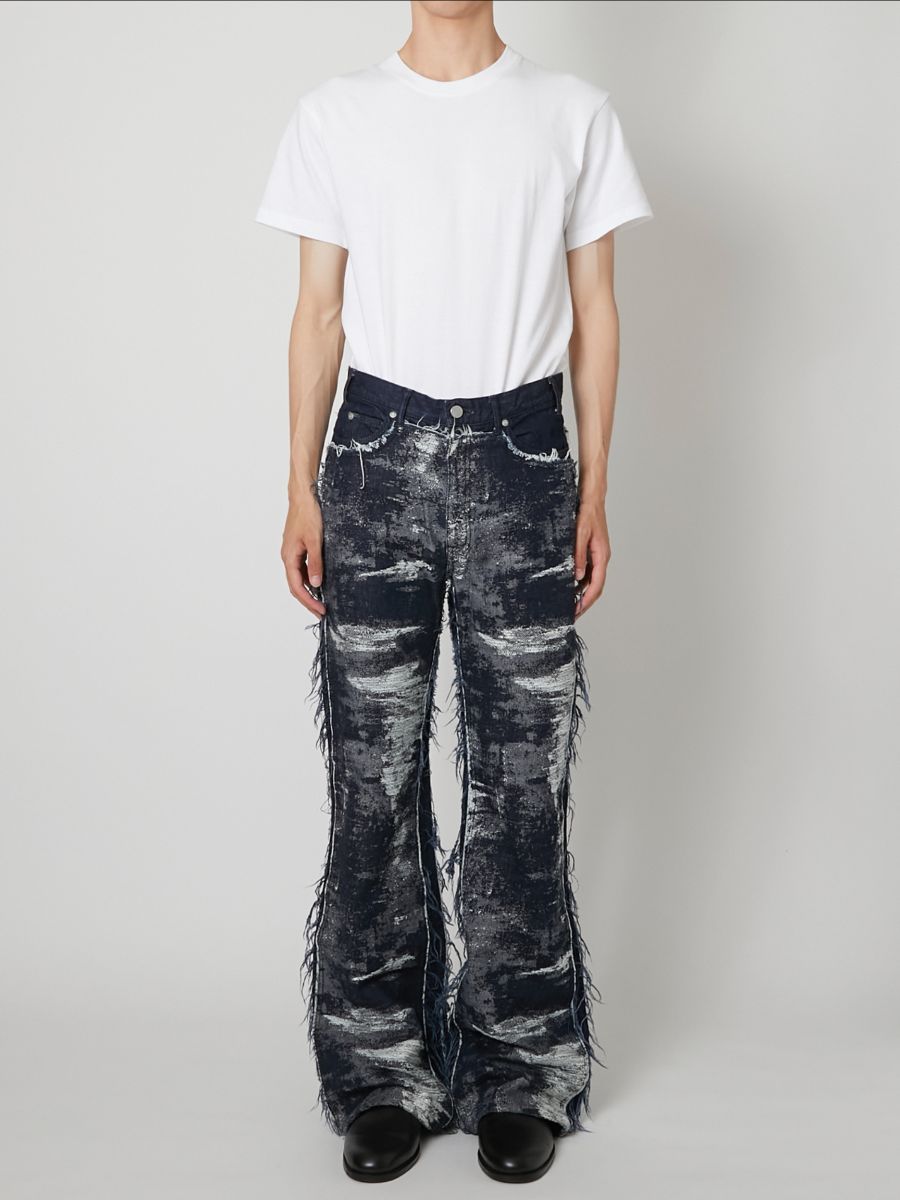 【27SS】デザイン フレア パンツ ジャガードデニム / DESIGN FLARE PANTS / ONE WASH (ワン ウォッシュ)
