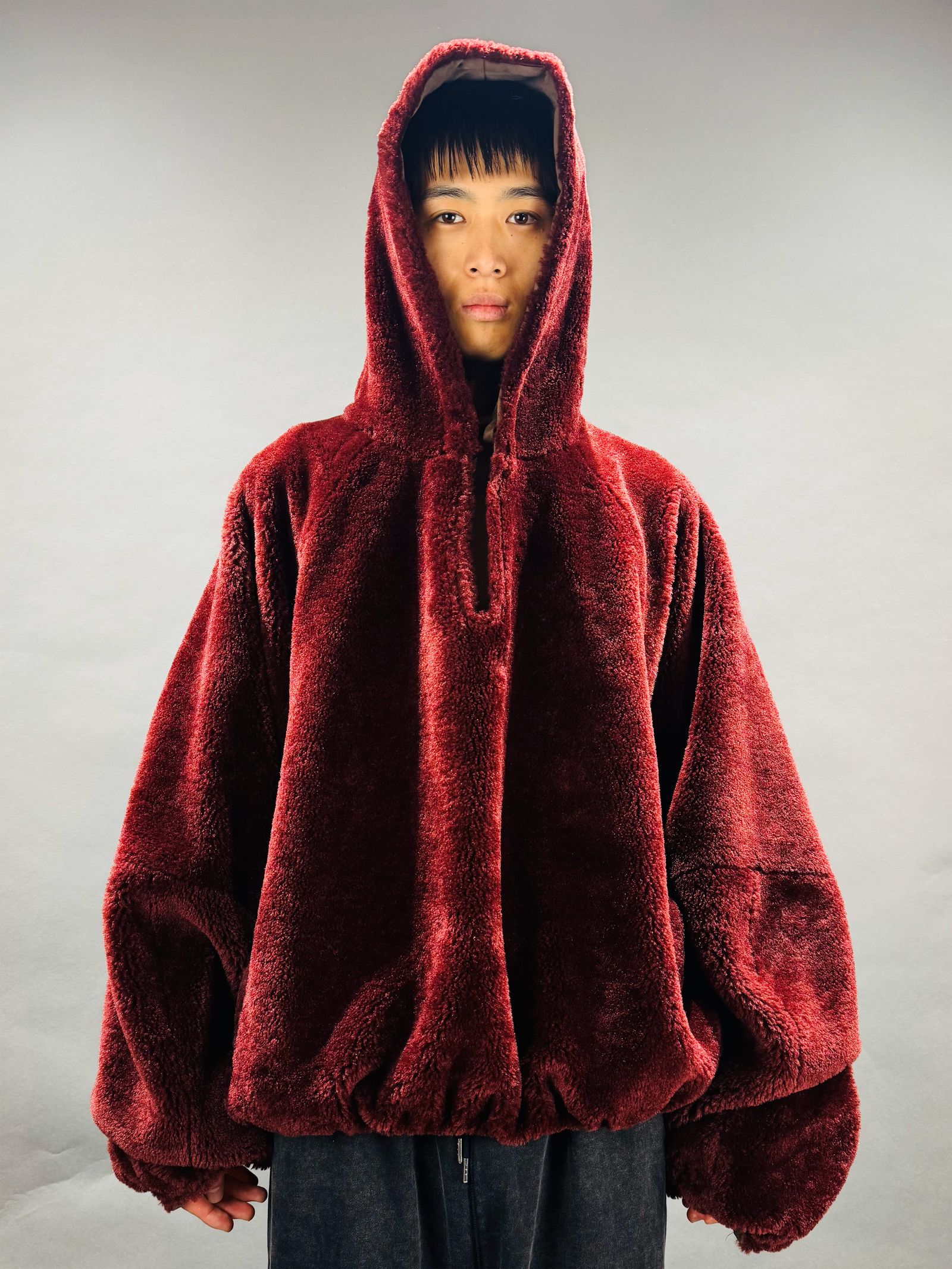 【25AW】リバーシブル フーディー パーカー / REVERSIBLE HOODIE / ブラウン×ワイン