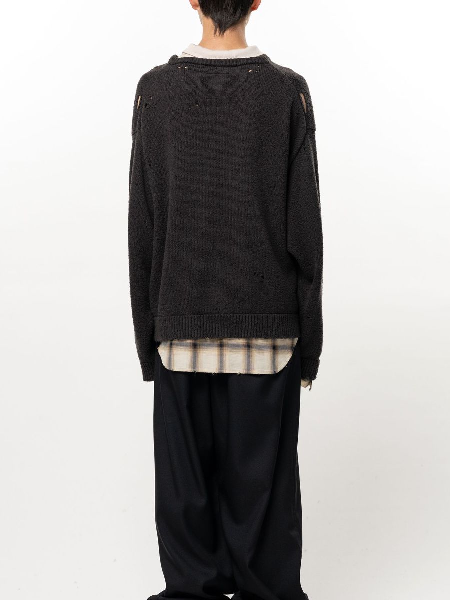 トリプル レイヤード カラード ニット セーター / TRIPLE LAYERED COLLARED KNIT SWEATER / ブラック