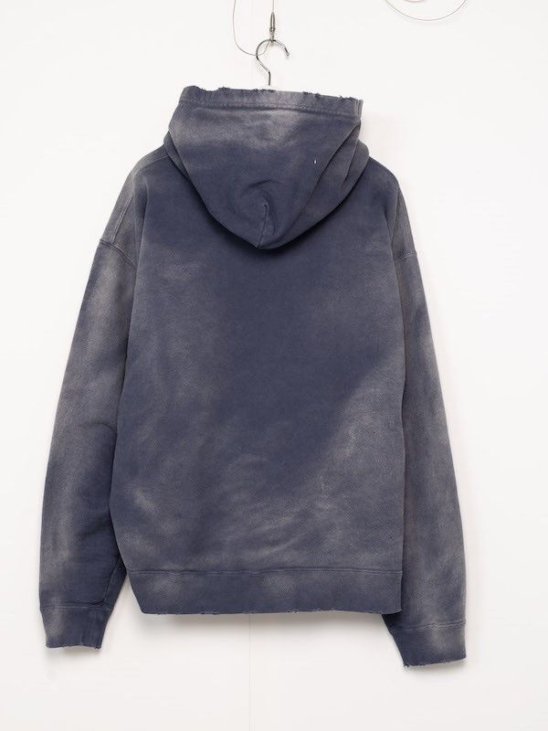 【24AW】エンブロイダリー ブリーチド フーディー / EMBROIDERY BREACHED HOODIE / ネイビー