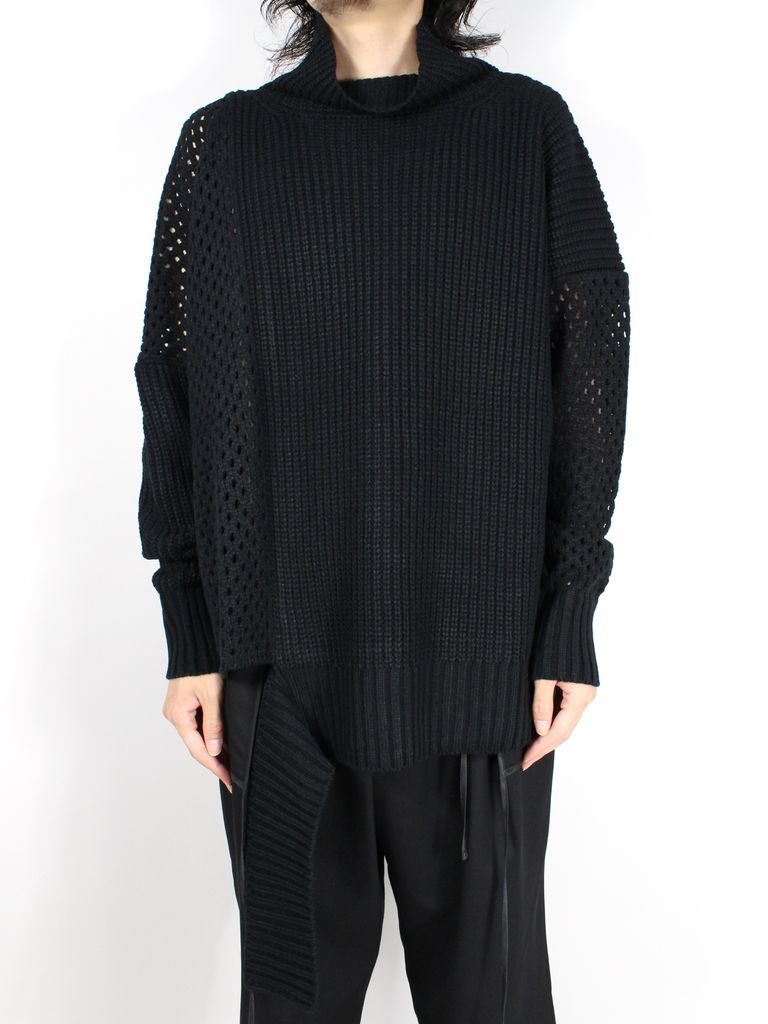 sulvam - 【23AW】メッシュ アシンメトリー ニット / MESH ASYMMETRY 