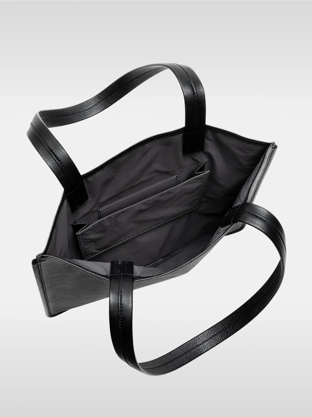 フラット レザー トートバッグ / FLAT LEATHER TOTE / ブラック