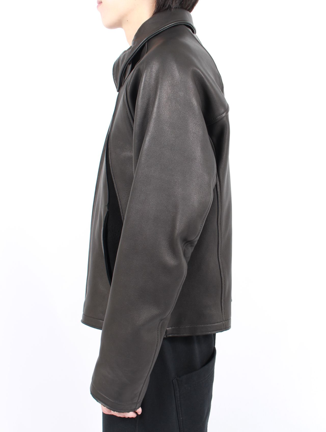 NVRFRGT - 【25AW】 ラムレザー パネル ジップアップ ジャケット