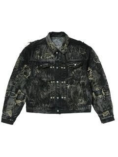 【25AW】ハードウォッシュド ダメージ デニム ジャケット / HARD-WASHED DAMAGED DENIM JACKET / ブラック