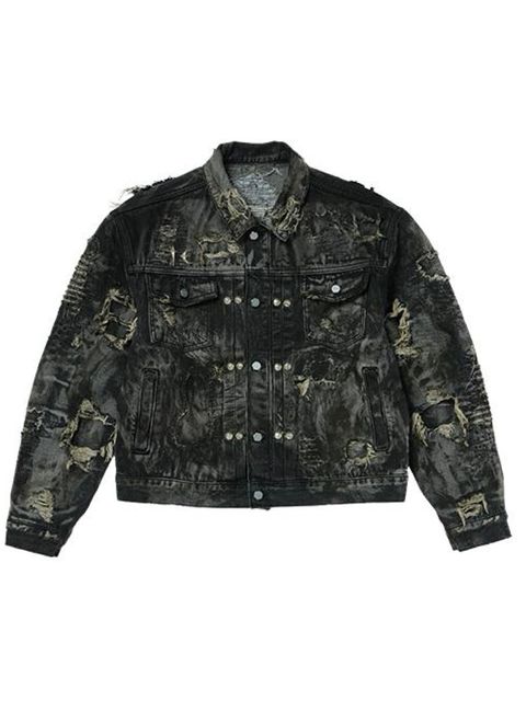 【25AW】ハードウォッシュド ダメージ デニム ジャケット / HARD-WASHED DAMAGED DENIM JACKET / ブラック