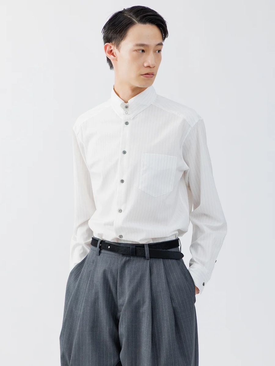 【26AW】 レギュラー フィット タブカラー シャツ ストライプ シャツ / REGULAR FIT TAB COLLAR SHIRT / ホワイト