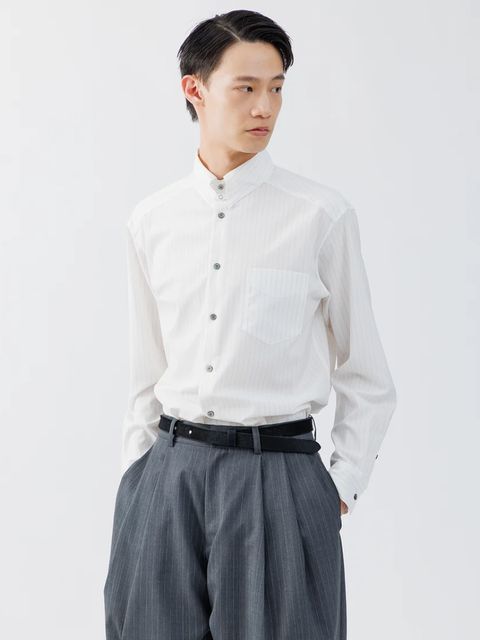 【26AW】 レギュラー フィット タブカラー シャツ ストライプ シャツ / REGULAR FIT TAB COLLAR SHIRT / ホワイト