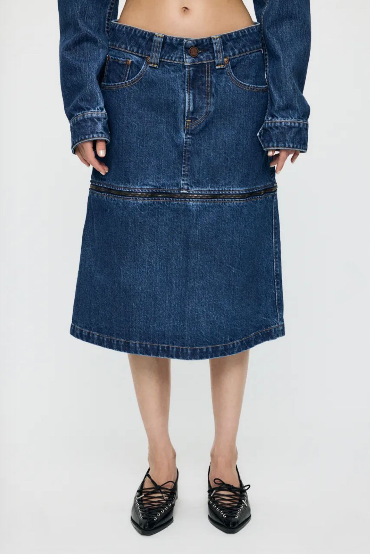 【26SS】ジップデザイン デニム スカート / VQ DENIM SKIRT / ブルー
