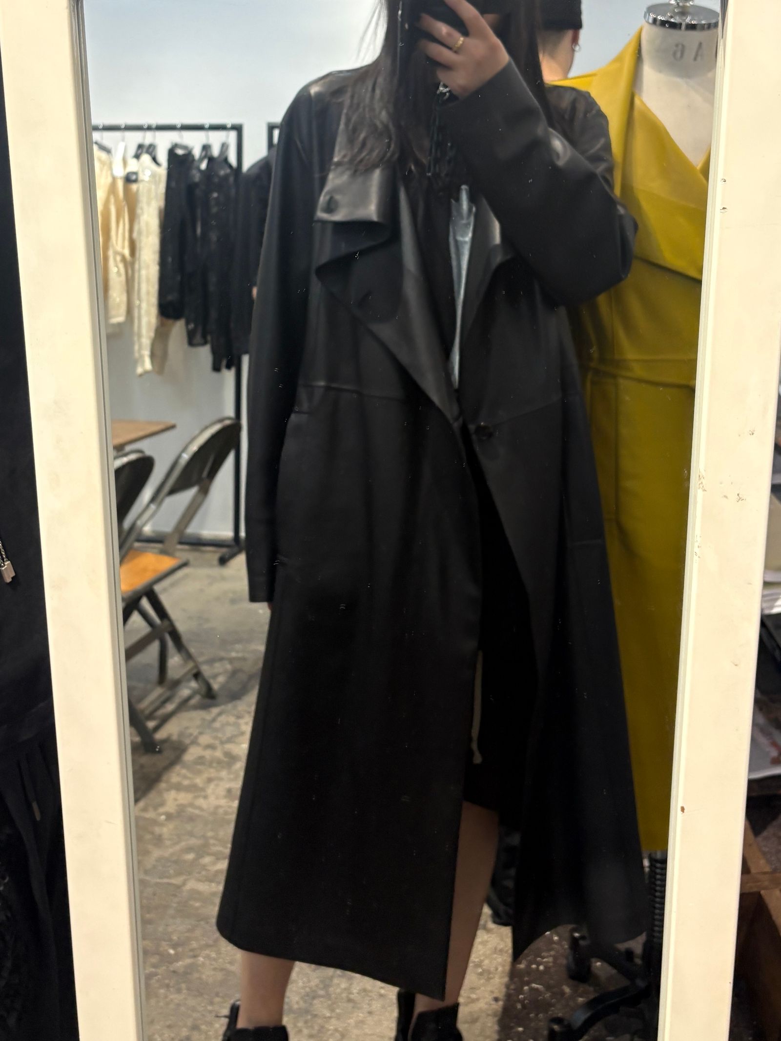 【27SS】アンライニング シープ レザー コート トレンチコート / UNLINED SHEEP LEATHER COAT / ブラック